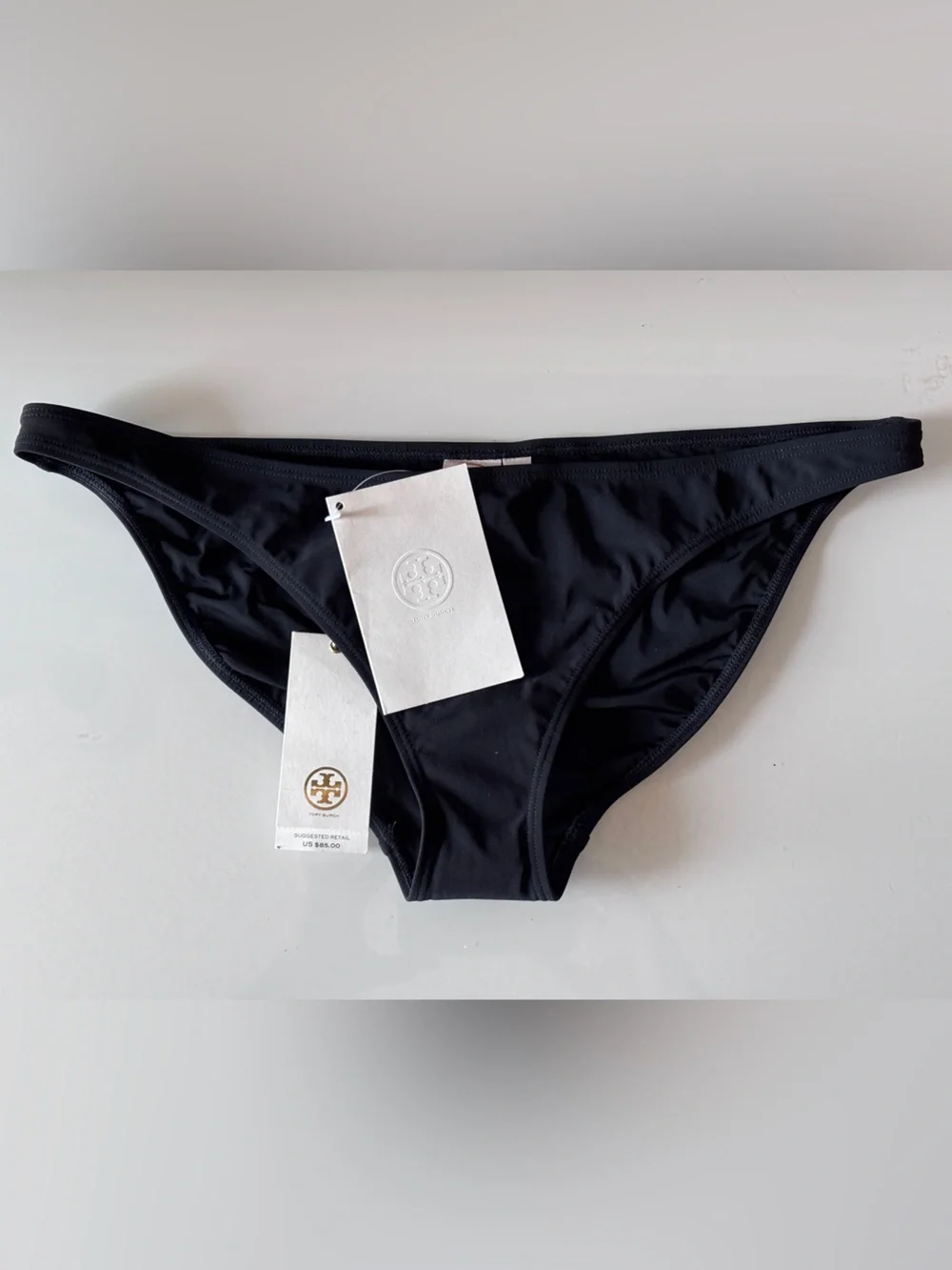 Tory Burch Black Solid Low-Rise Hipster Bikini Bottom in Medium NWT